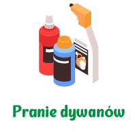  Trzy butelki z produktami czyszczącymi: czerwona, niebieska z pomarańczową nakrętką i biała ze spryskiwaczem i etykietą.